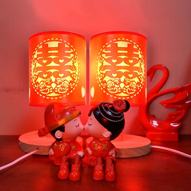 双喜卧室床头灯婚庆长明灯现代简约新婚房礼物装饰结婚台灯红色led