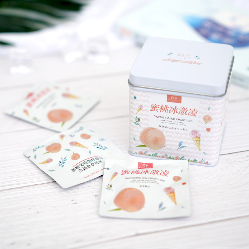 蜜桃果茶 润朵蜜桃花果茶蜜桃冰激凌蓝莓苹果花果粒茶组合茶包