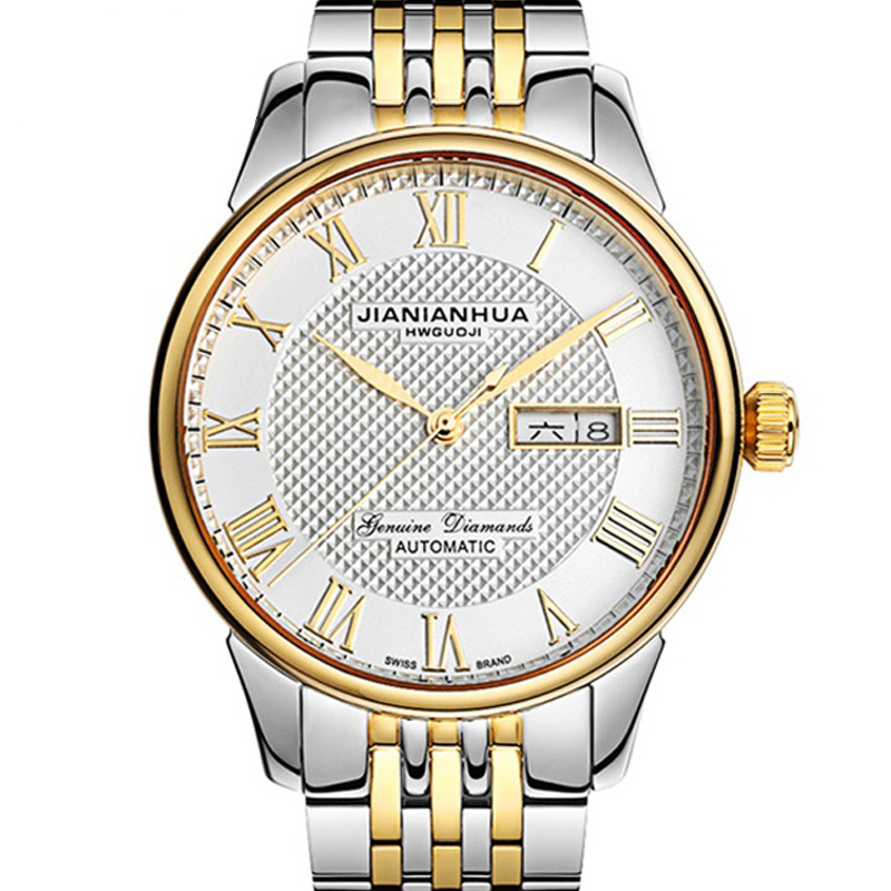 嘉年华CARNIVAL手表商务力洛克系列男士全自动机械表 男休闲时尚复古罗马大三针防水金属双日历男表腕表8605G双历款高清大图