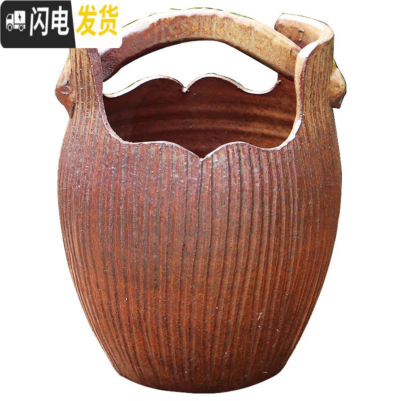 三维工匠特大陶罐花盆陶瓷大号土陶罐法师盆大口径多肉花盆高筒老桩盆 L-121 如图花盆容器高清大图