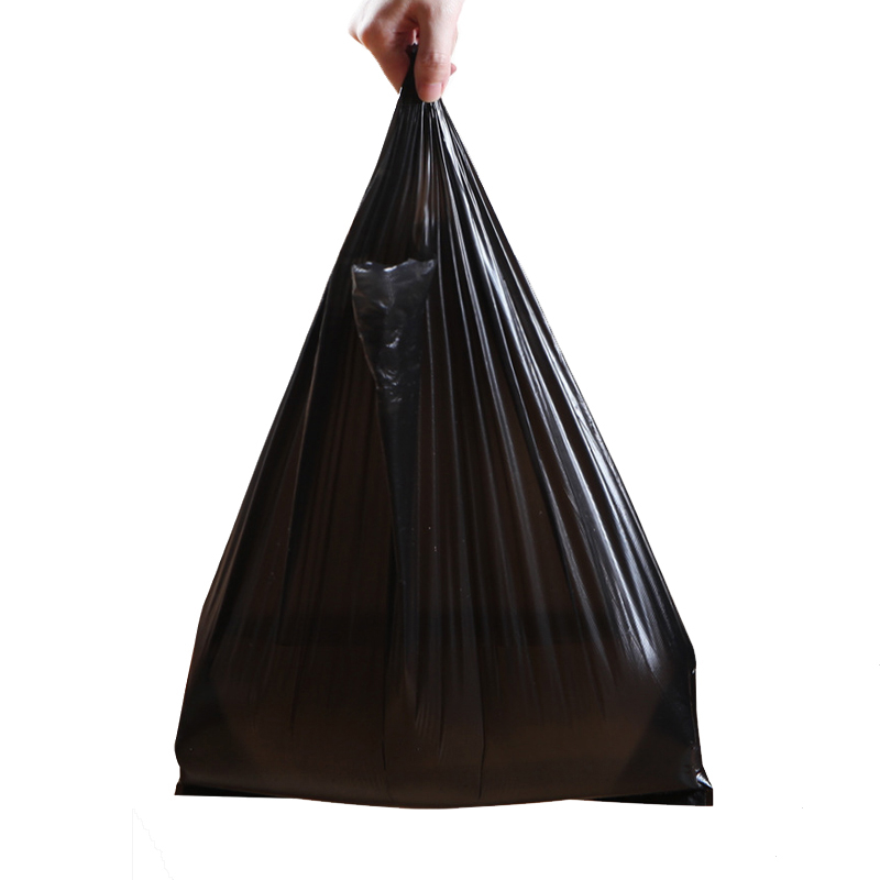旭目竹 家用背心式垃圾袋黑色加厚一次性塑料袋50只/捆 宽32*52cm 捆高清大图