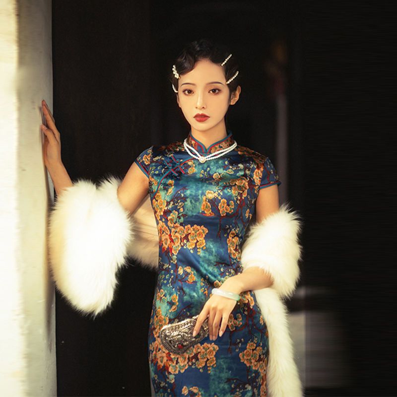网红旗袍夏装新款2021老上海蚀骨年轻款少女复古中国风长款气质