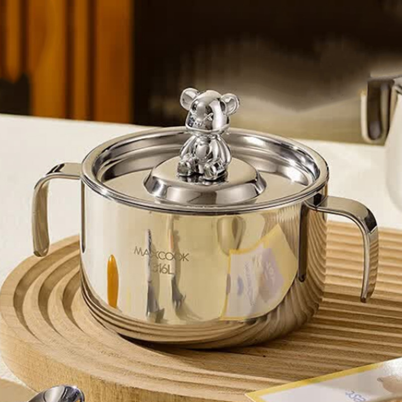 MAXCOOK美厨碗450ml带盖MCWA4140不锈钢双层隔热带盖隔温食碗
