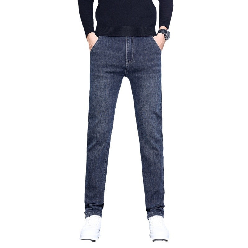 常规加绒牛仔裤男秋冬直筒修身显瘦百搭轻奢时尚休闲潮牌男装高清大图