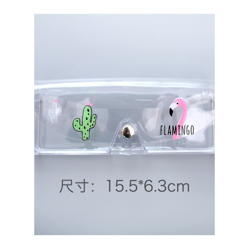 权夫人创意小清新眼镜收纳盒便携式塑料透明轻便近视眼镜盒女款学生_6 火烈鸟+仙人掌593AT