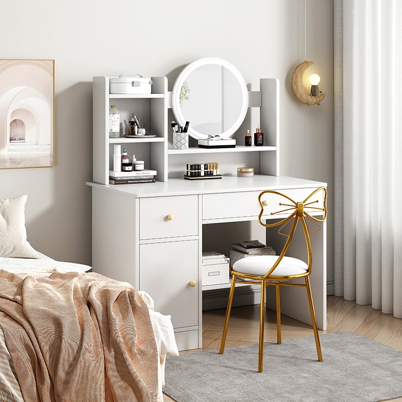 闪电客梳妆台卧室现代简约网红书桌化妆桌收纳柜一体化妆台镜小户型