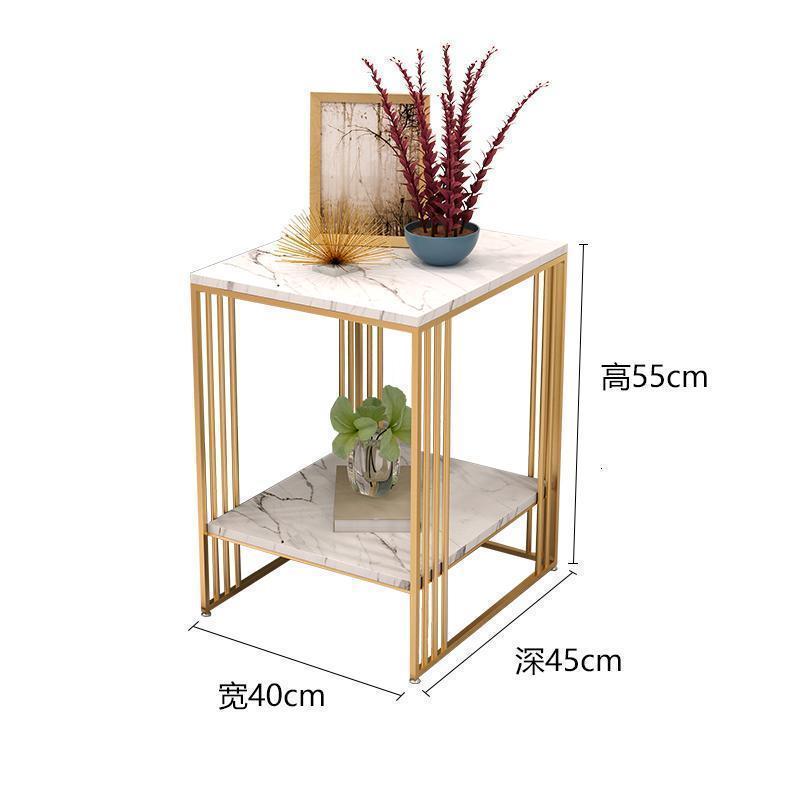 森美人沙发边几轻奢双层带抽屉客厅大理石角几简约现代卧室床头柜小桌子 【无抽屉】宽40深45高55