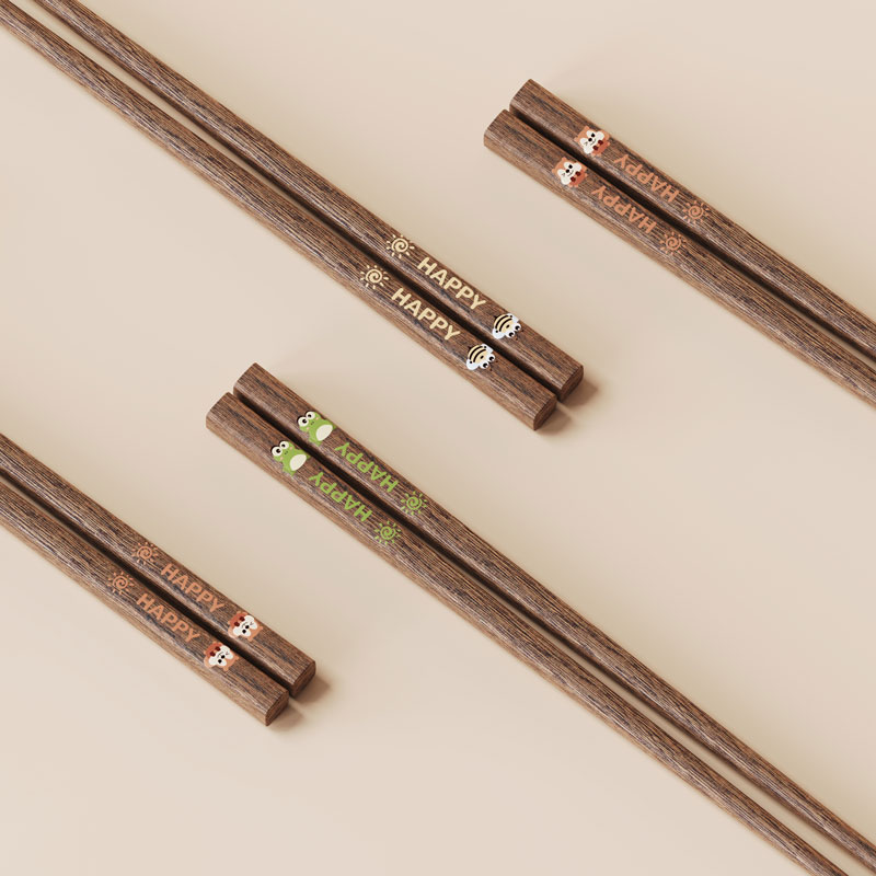 味家儿童彩绘鸡翅木筷子高清大图