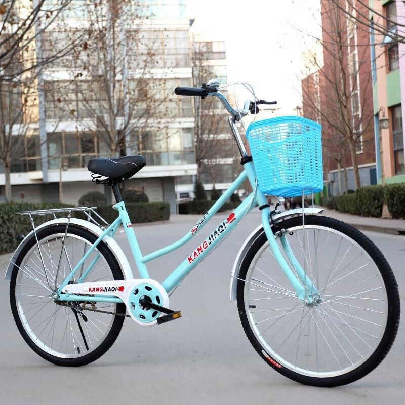 成人24 26寸轻便单车男女通勤学生自行车 浅顶配黄色 24寸充气车胎