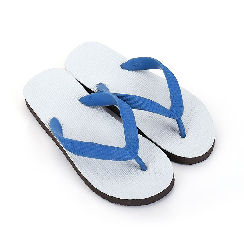 新款橡胶拖鞋男人字拖夏室外沙滩防滑简约软底户外外穿男凉拖鞋 蓝色