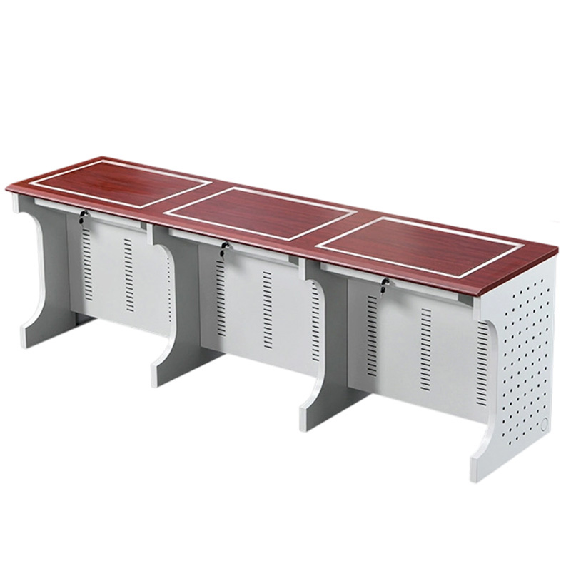 指臣翻转电脑桌三人桌台高清大图