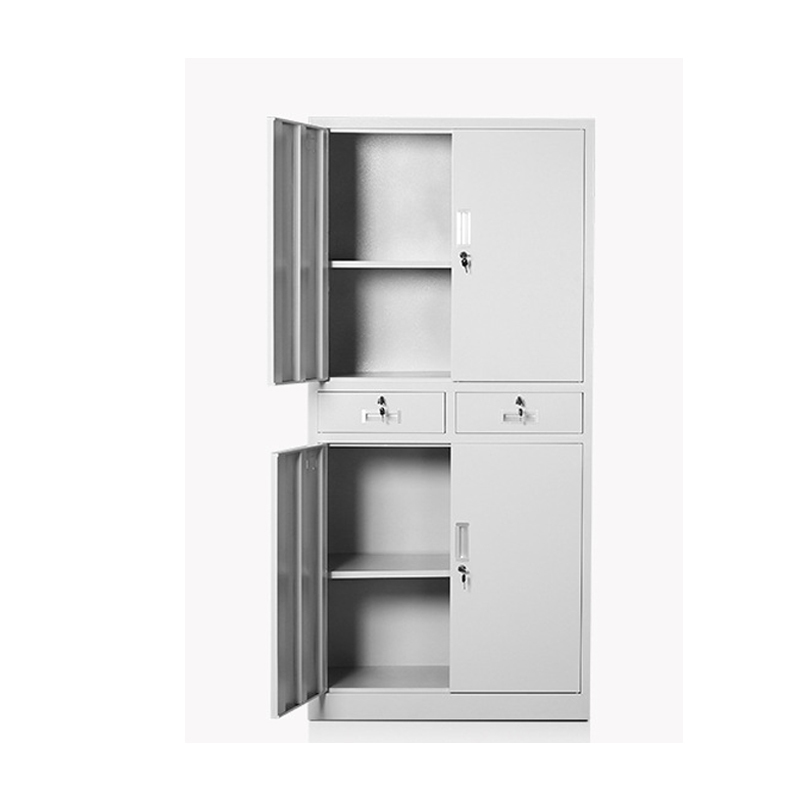 鸿业盛大简约现代中二斗双节文件柜850L*390W*1800H环保喷塑储物柜带锁可调节层板办公室大容量高清大图