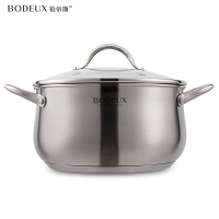 铂帝斯(BODEUX) 爱丽舍系列304不锈钢汤锅24cm三层复打底可视玻璃盖 迅速导热 电磁炉燃气通用