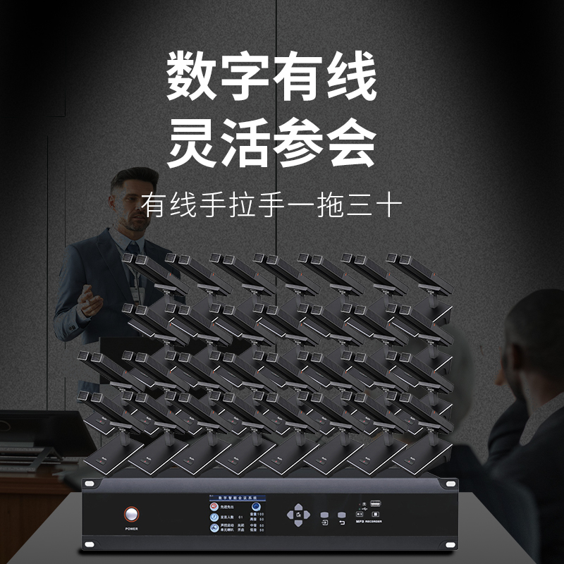 润普Runpu 会议音频扩声手拉手系统RP-YS6665S 专业有线手拉手麦克风双杆会议话筒桌面鹅颈麦一拖三十高清大图