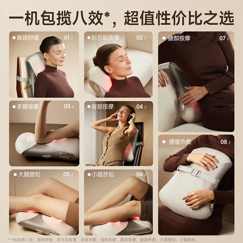 追觅(DREAME) W30 腰部按摩仪独立分区热敷全自动揉捏肩颈背部腰靠 [智护按摩腰靠]高清大图