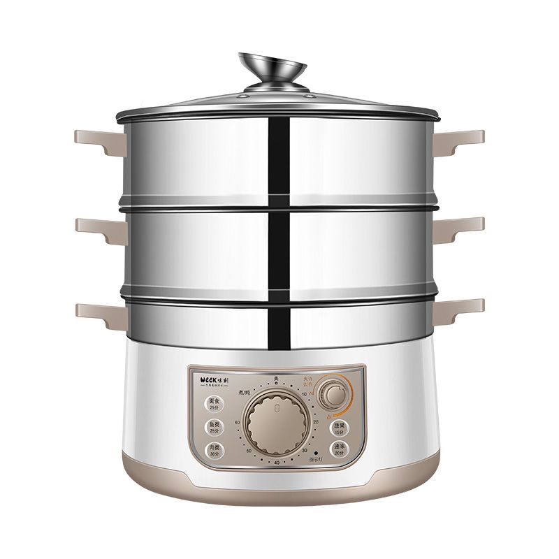 电蒸锅多功能食品级304不锈钢蒸馒头60分钟定时火力自由调节28cm电