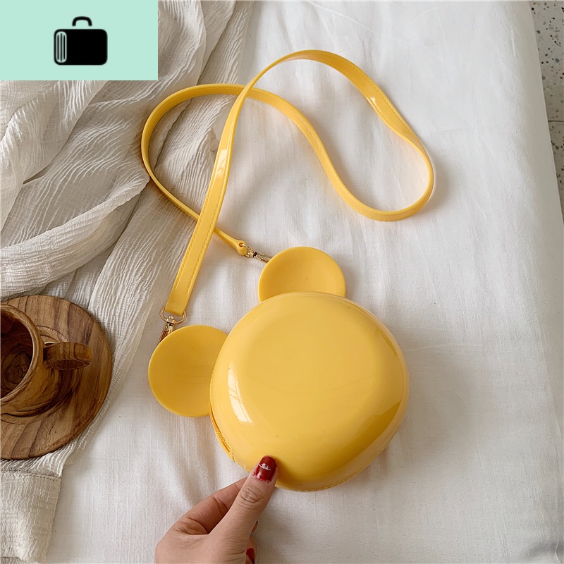可爱小圆包2020新款时尚硅胶少女斜挎百搭果冻包手单肩手机零钱包NEW LAKE 黄色