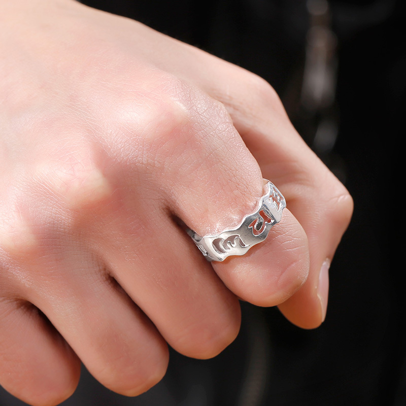 男士999纯银戒指潮男霸气食指戒个性时尚网红单身尾戒