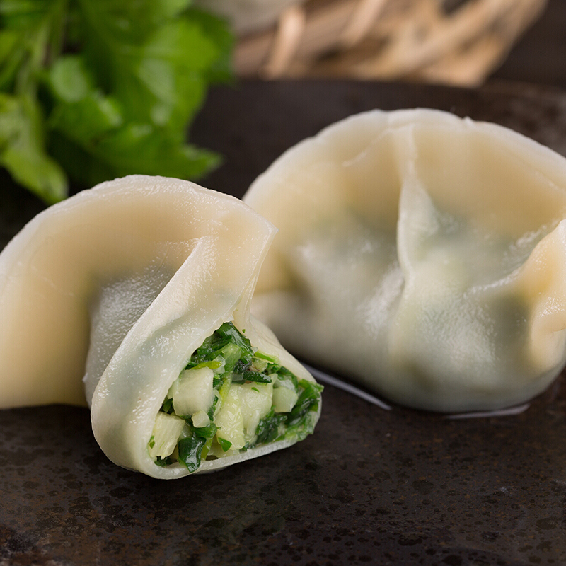 大娘水饺手工捏制荠菜笋菇水饺 720g(蒸饺 饺子 煎饺 锅贴 早餐 火锅食材 素饺子)