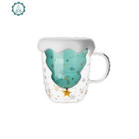 星空七彩玻璃杯双层防烫女花茶杯带把家用办公透明水杯子 封后 星愿杯300ml