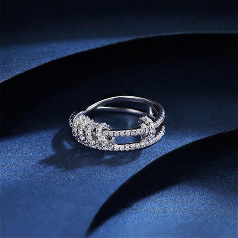 apmmonaco爱意缠绕镶晶钻星女戒指时来运转925银指环a17573ox