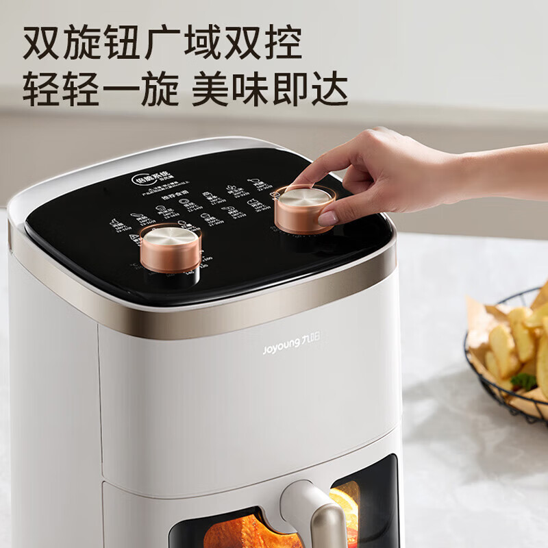 九阳(Joyoung)空气炸锅家用定时控温多用途锅不粘内胆易清洗薯条机电烤锅大容量 KL60-V570[沙丘灰] 6L高清大图