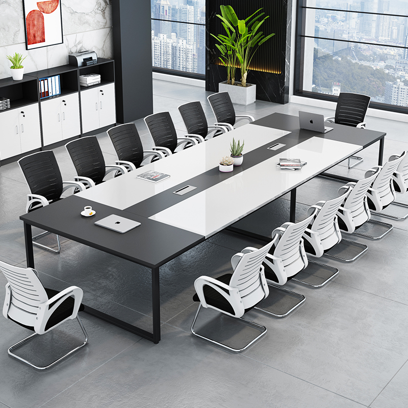 会议桌长桌条简约现代桌椅组合接待洽谈培训大型办公室家具工作台