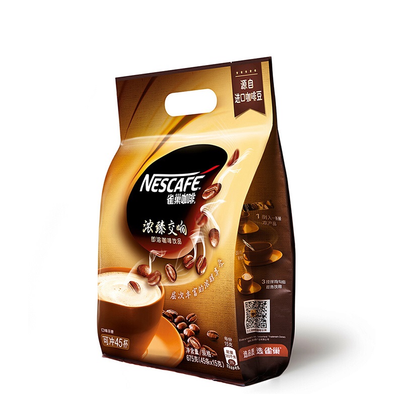 雀巢(Nestle)浓臻交响 速溶咖啡 冲调饮品 袋装 675g