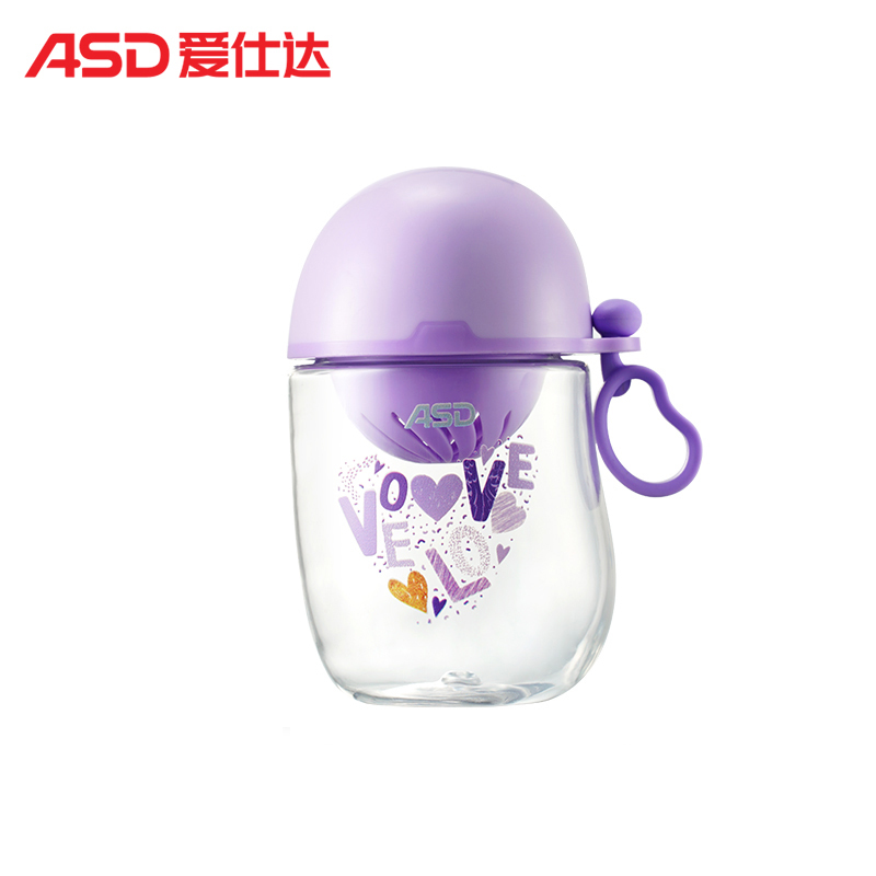 爱仕达 水杯豆豆萌Tritan塑料杯随手杯塑料创意女学生韩版韩国清新可爱便携茶杯子RWP37B2Q-P