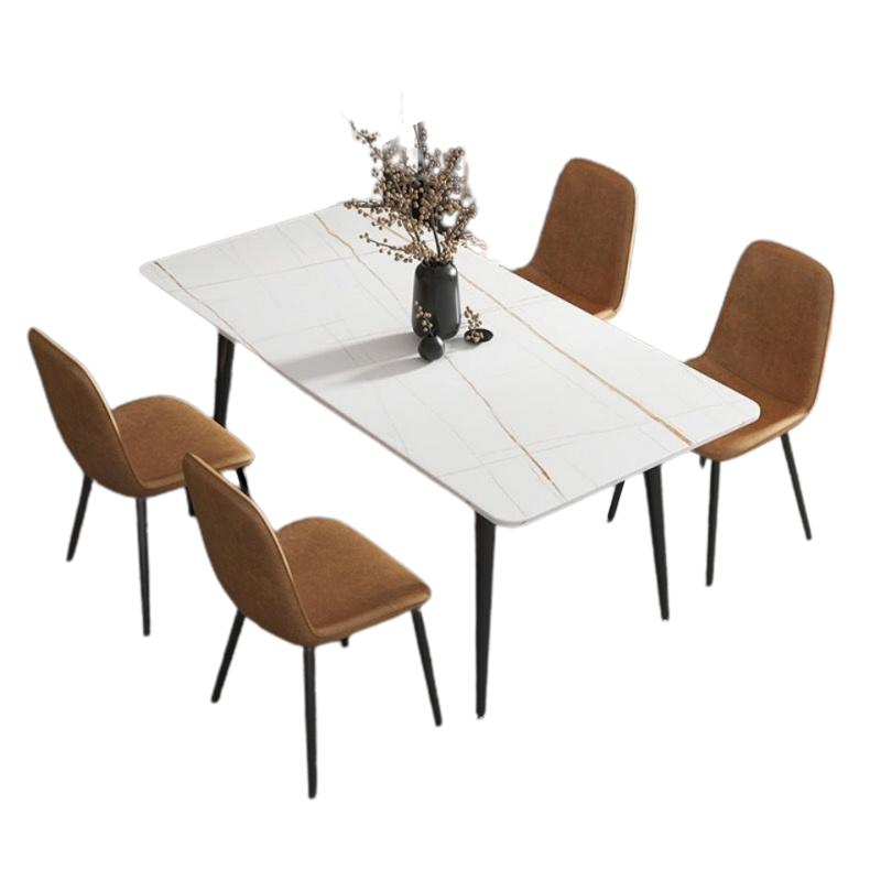 锦北 岩板餐桌椅组合新中式家用现代简约方形饭桌小户型1.3米一桌四椅高清大图