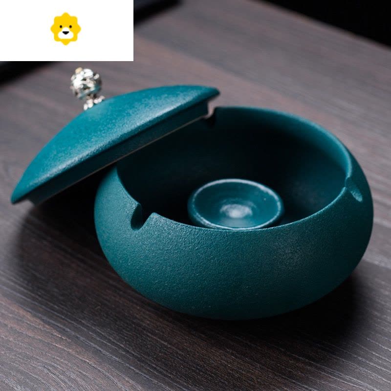 创意烟灰缸家用客厅个性潮流时尚陶瓷烟缸带盖防飞灰茶几摆件定制 JING PING图片