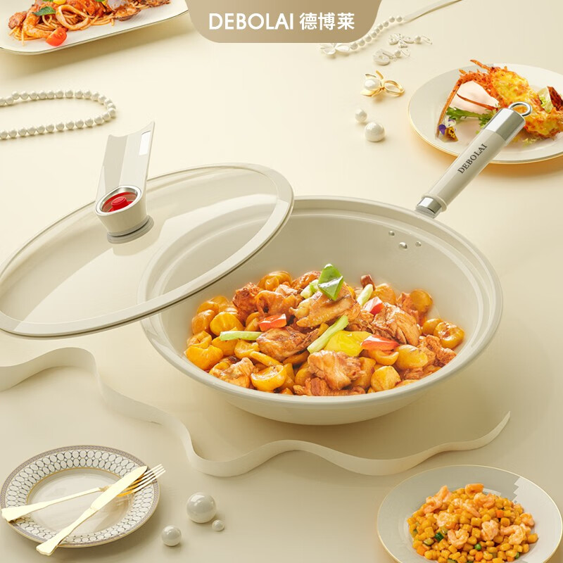 德博莱白玉瓷微压炒锅DBL-BK001 32cm高清大图