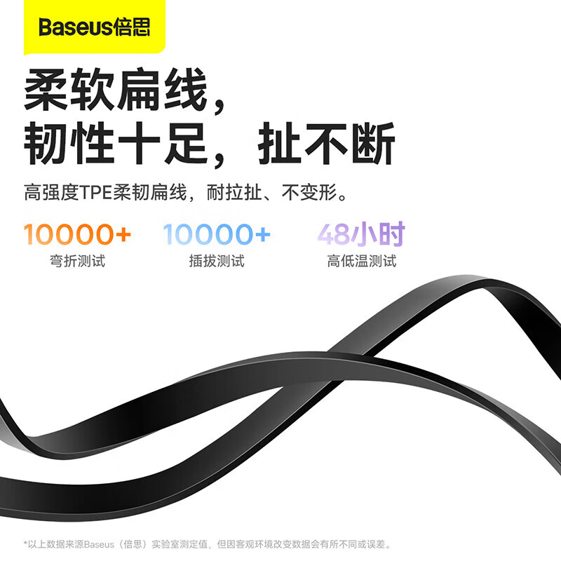 倍思(BASEUS) CAMJ010201 明镜系列2 Type-c 数据线伸缩三合一充电线100w快充线 黑色高清大图