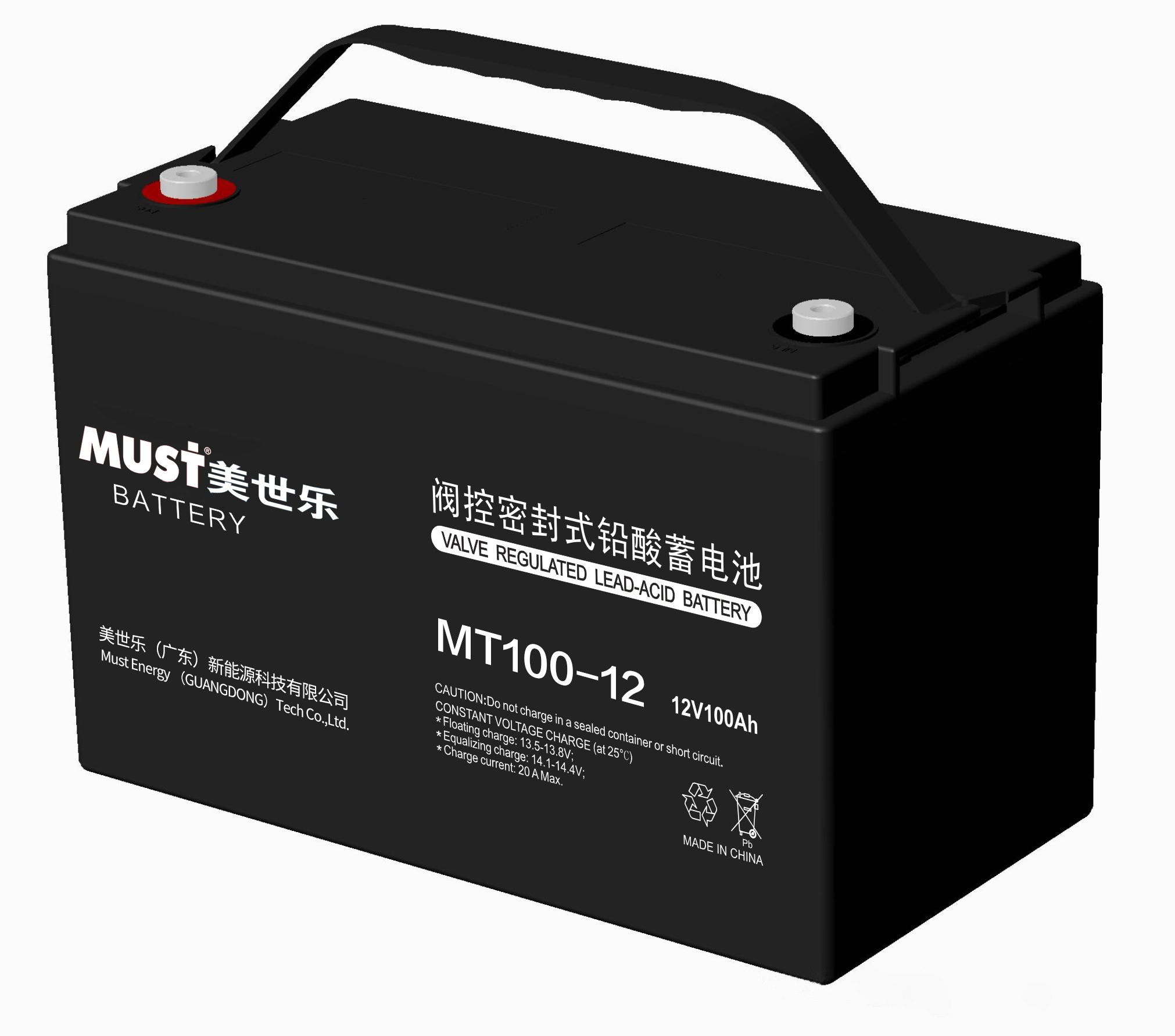 美世乐MUST高性能阀控式密封铅酸蓄电池12V100Ah 不间断电源UPS专用持久耐用稳定供电