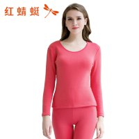 红蜻蜓(RED DRAGONFLY)冬季新款女款保暖内衣圆领厚款女士内衣女款双层加绒纯色修身保暖内衣套装