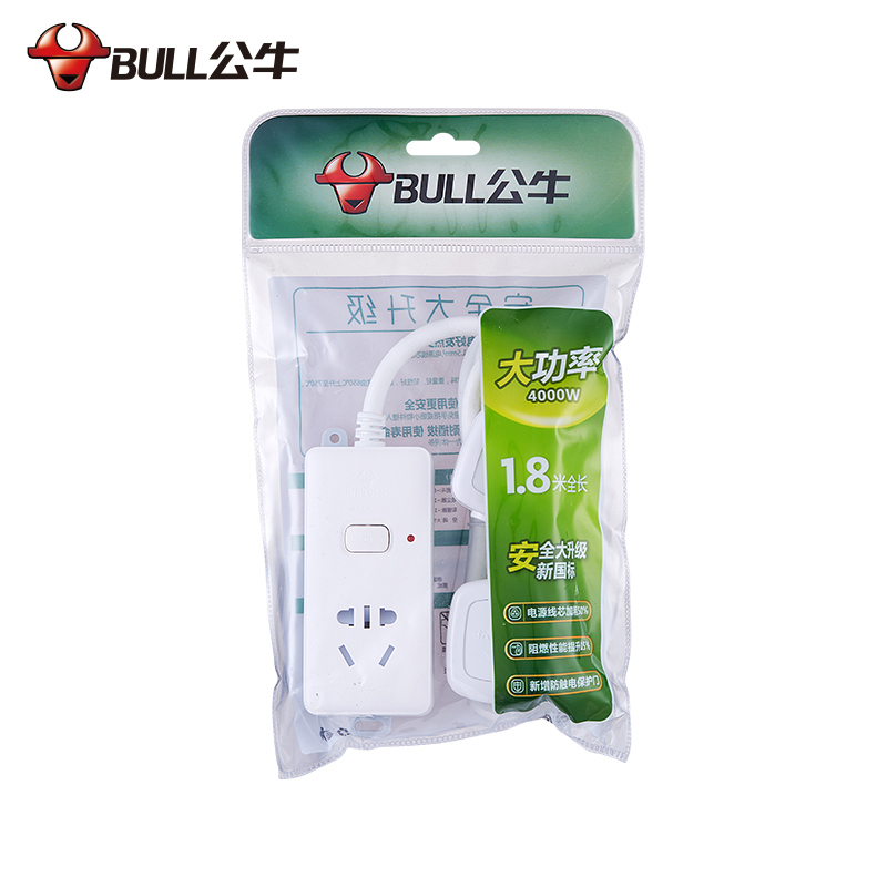 公牛(BULL)GN-104D 插座/插线板/排插/拖线板 1位总控 全长1.8米大功率16A空调插座(单位:个)