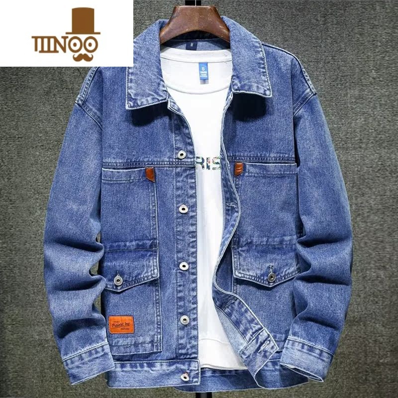 YANXU日系多口袋牛仔外套男潮牌痞帅宽松百搭夹克男士2023秋季新款上士高清大图