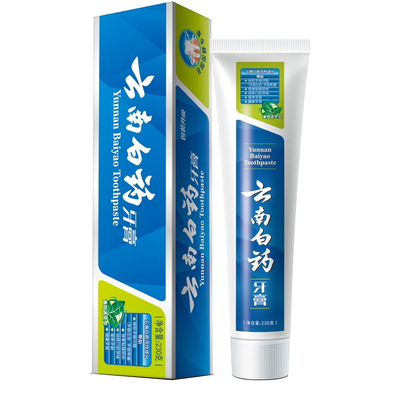 云南白药牙膏薄荷香型去黄牙垢去口臭口气清新 230g/支 610332