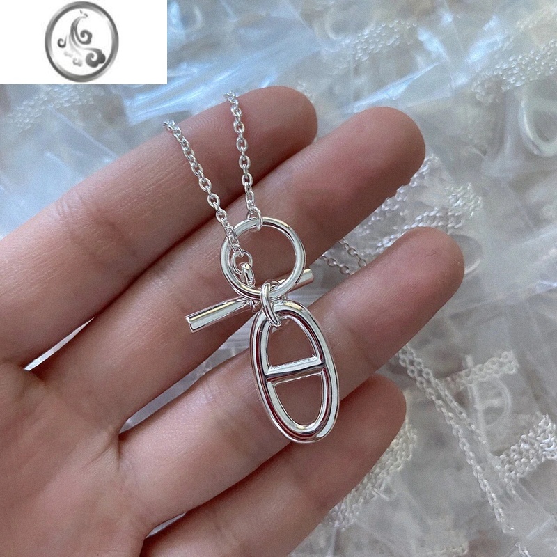 JiMiOT扣 猪鼻子项链银银925锁骨链颈链男女情侣款毛衣链长款嘻哈潮流 推荐OT扣猪鼻子项链40CM