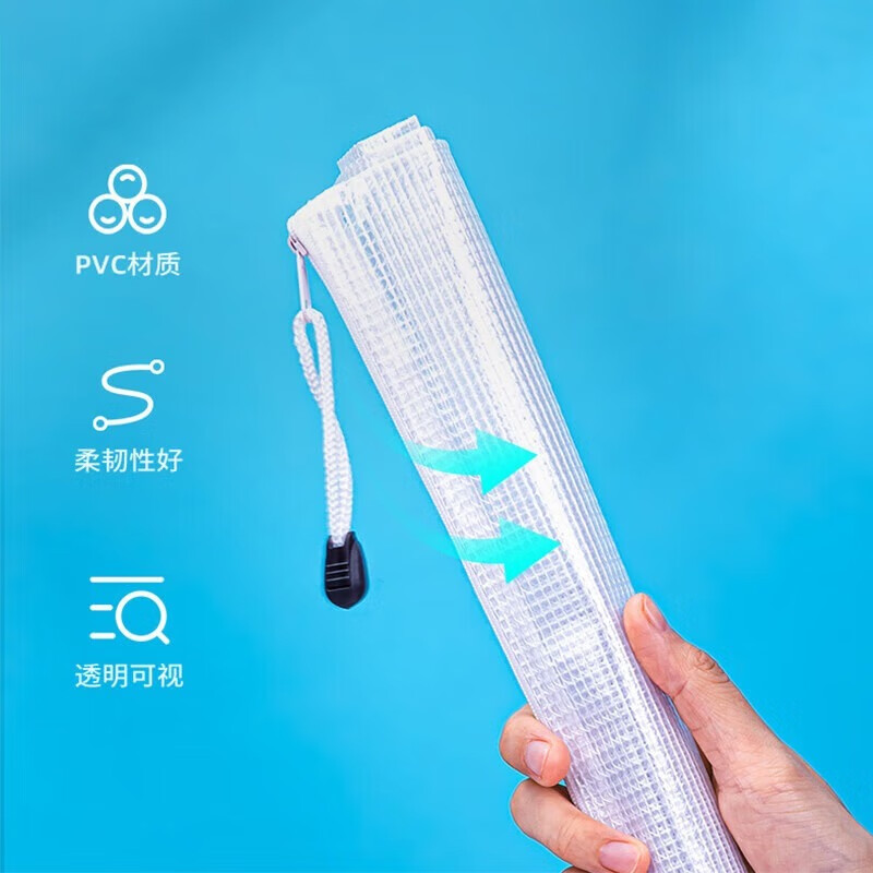 得力(deli)A4彩色透明拉链袋票据收纳科目分类文件袋资料册33414颜色随机5只装高清大图