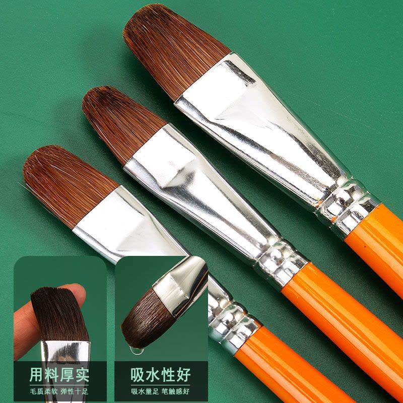 中国水彩画用筆　平筆　水粉　狼耄　6本組　美品 新しい到着 中国水彩画用筆 メルカリ - 美品 6本組 狼耄 水粉 平