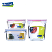 GLASSLOCK钢化耐热玻璃保鲜盒储物罐收纳盒三件套GL832