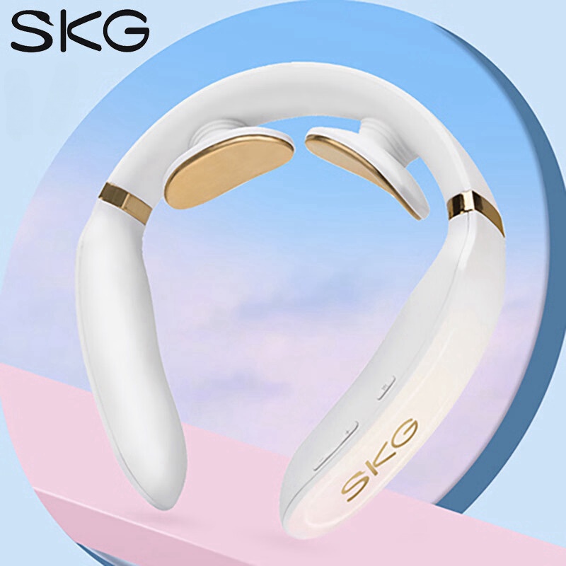 SKG颈椎脖子电脉冲按摩器蓝牙K6晨曦白高清大图