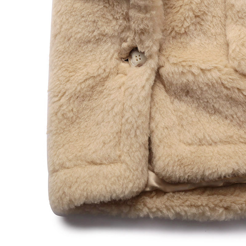 麦丝玛拉maxmara女士骆驼绒宽松版泰迪熊斗篷上衣外套adesso