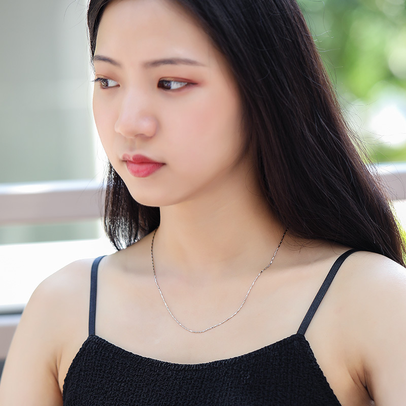 [新品]梦金园铂金项链 PT950白金百搭细款素链锁骨链 女款