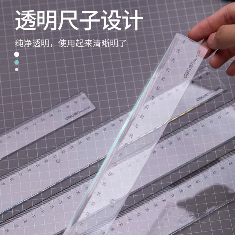 得力 6220 直尺 20cm 透明高清大图
