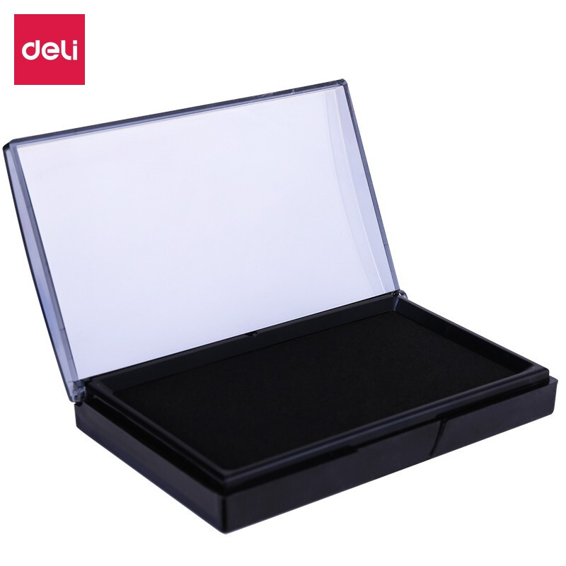 得力(deli)9850圆形塑壳透明外壳金属方形 快干印台印泥 办公用品 混色
