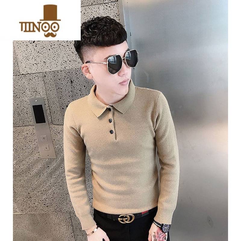 YANXUpolo毛衣男上衣服2023新款潮流百搭痞帅内搭男士针织打底衫高清大图