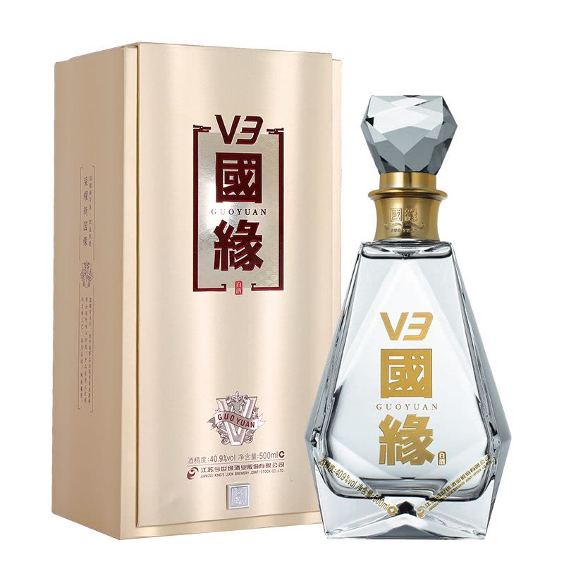 V3 國緣 500ml 40% 今世缘国缘V3 40.9度幽雅醇厚型白酒500ML单瓶【价格图片品牌报价