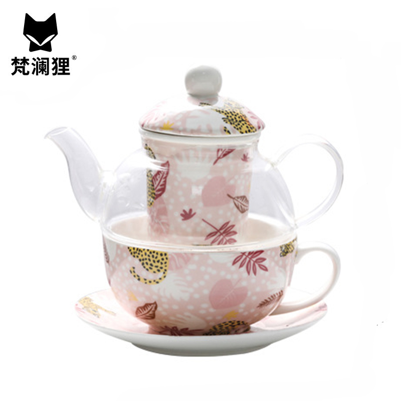 梵澜狸陶瓷花茶玻璃壶TA39 个高清大图